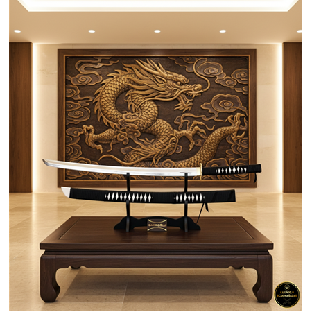 El Yapımı Yerli Ve Tamamen El İşçiliği 90 Cm Kara Gölge Rengi, Stand Ve Kın’lı Katana Ckr835-06