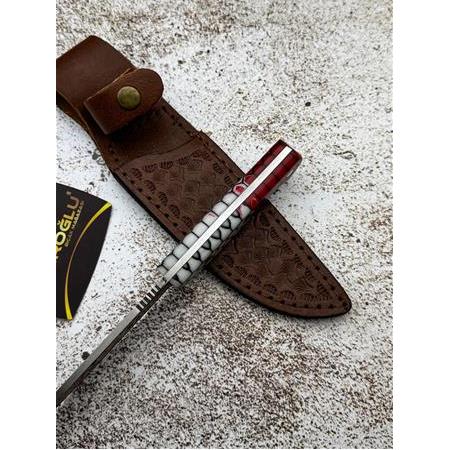 EL YAPIMI ÖZEL ÜRETİM 14 AYAR ALTIN İŞLEME N690 BÖHLER, EPOKSİ PETEK KABZE AV KAMP BIÇAĞI KOD:CKR730