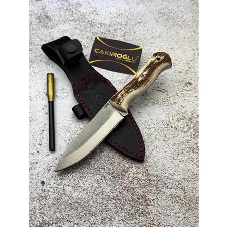 EL YAPIMI, MAGNEZYUM ÇUBUKLU N690 BÖHLER GEYİK BOYNUZU KABZELİ BUSHCRAFT KAMP BIÇAĞI KOD:CKR503-07