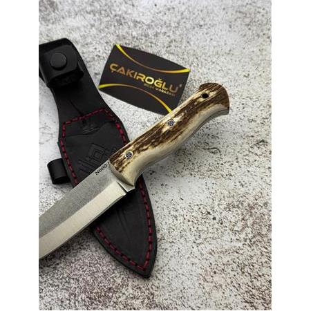 EL YAPIMI, MAGNEZYUM ÇUBUKLU N690 BÖHLER GEYİK BOYNUZU KABZELİ BUSHCRAFT KAMP BIÇAĞI KOD:CKR503-07