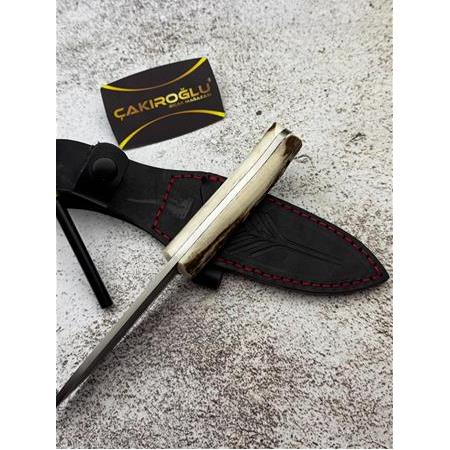 EL YAPIMI, MAGNEZYUM ÇUBUKLU N690 BÖHLER GEYİK BOYNUZU KABZELİ BUSHCRAFT KAMP BIÇAĞI KOD:CKR503-07