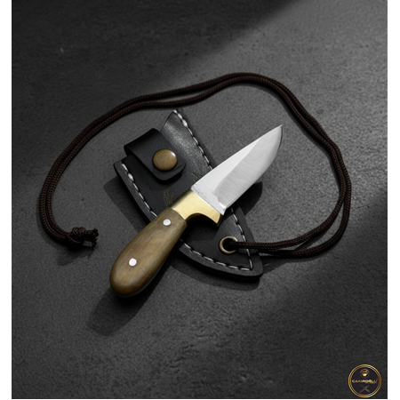 El Yapımı Yerli Üretim Koç Boynuzu (Kemik) Kabzeli Minyatür Kolye Av Kamp Bıçağı Ckr235-02