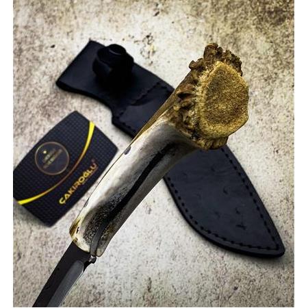 EL YAPIMI YERLİ ÖZEL ÜRETİM KÖK GEYİK BOYNUZU KABZELİ KUKRİ KOD:CKR308