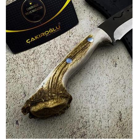 EL YAPIMI YERLİ ÖZEL ÜRETİM KÖK GEYİK BOYNUZU KABZELİ KUKRİ KOD:CKR308