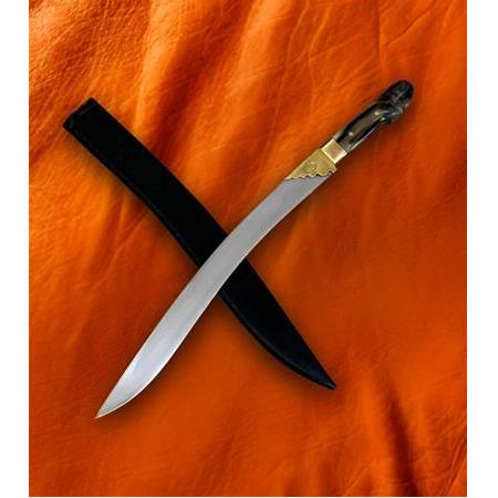 EL YAPIMI YERLİ ÜRETİM AHŞAP STANDLI BOYNUZ (KEMİK) KABZELİ YATAĞAN PALASI KOD:CKR577-04