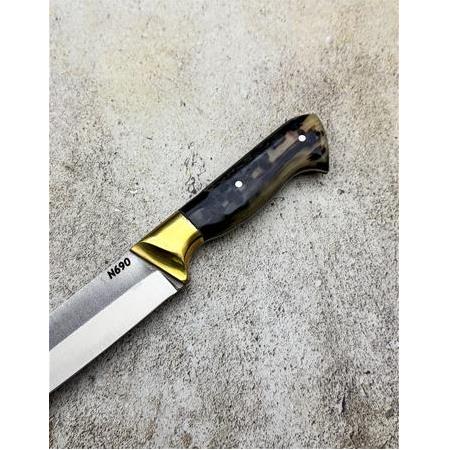 EL YAPIMI ÖZEL ÜRETİM N690 BÖHLER ÇELİK KEMİK (BOYNUZ) KABZELİ PREMİUM KESİM BIÇAĞI KOD:CKR616-05