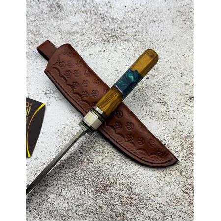 EL YAPIMI YERLİ PUKKO MODEL N690 BÖHLER ÇELİK EPOKSİ HİBRİT KABZELİ AV KAMP BIÇAĞI KOD:CKR586-02