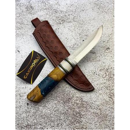 EL YAPIMI YERLİ PUKKO MODEL N690 BÖHLER ÇELİK EPOKSİ HİBRİT KABZELİ AV KAMP BIÇAĞI KOD:CKR586-02