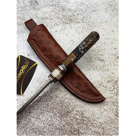 EL YAPIMI YERLİ ÜRETİM PUKKO MODEL N690 BÖHLER ÇELİK EPOKSİ KABZE AVCI AV KAMP BIÇAĞI KOD:CKR586-03