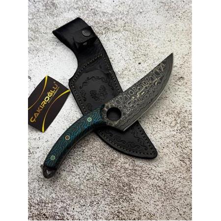 EL YAPIMI DAMASCUS ÇELİK G.CARTA KABZELİ VİKİNG MODEL ALMAZAN BIÇAĞI KOD:CKR575-04