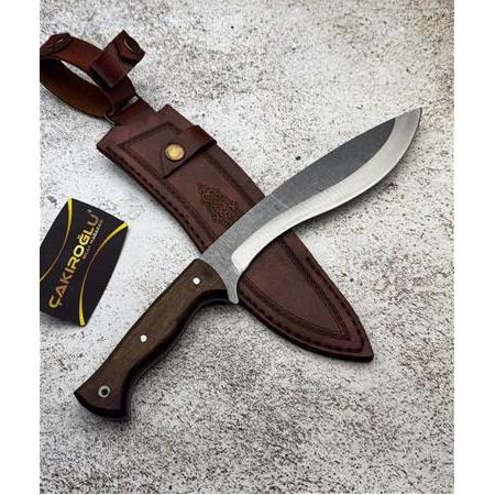 EL YAPIMI EL İŞÇİLİĞİ VE TAMAMEN YERLİ ÜRETİM KÖK CEVİZ KABZELİ DERİ KILIFLI KUKRİ KOD:CKR186
