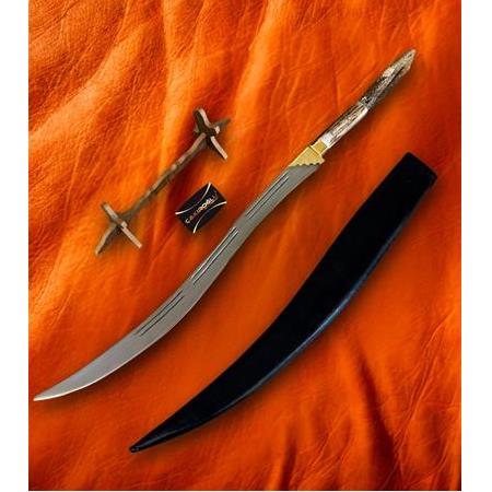 EL YAPIMI YERLİ ÖZEL ÜRETİM GEYİK BOYNUZU KABZELİ LAZ YATAĞAN PALASI KOD:CKR577-07