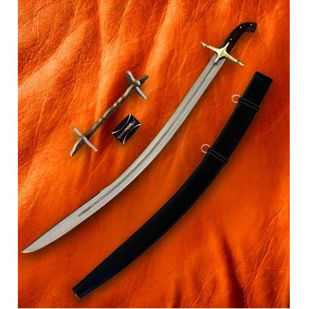 EL YAPIMI YERLİ ÖZEL ÜRETİM DERİ KINLI VE AHŞAP STANDLI YAVUZ SULTAN SELİM KILICI KOD:CKR813-02