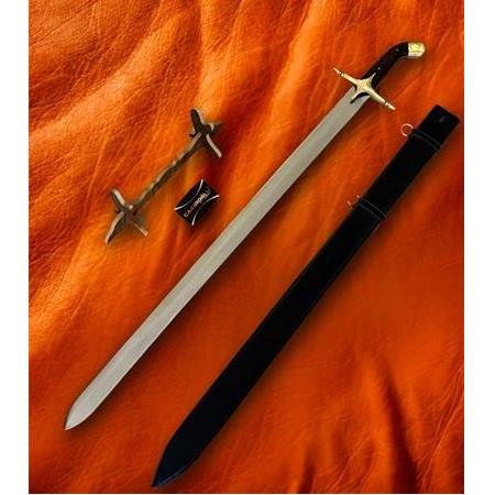 EL YAPIMI YERLİ ÖZEL ÜRETİM DERİ KINLI VE AHŞAP STANDLI HZ.MUHAMMED (S.A.V.) PEYGAMBER KILICI