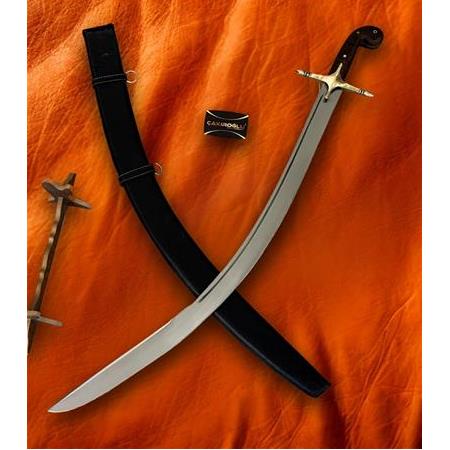 EL YAPIMI YERLİ ÖZEL ÜRETİM DERİ KINLI VE AHŞAP STANDLI GADDARE KILICI KOD:CKR814-02