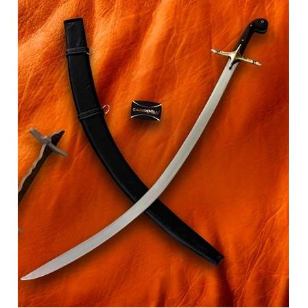 EL YAPIMI YERLİ ÖZEL ÜRETİM DERİ KINLI VE AHŞAP STANDLI ŞİMŞİR KILICI KOD:CKR815-02