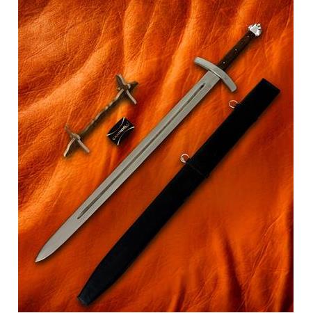 EL YAPIMI YERLİ ÖZEL ÜRETİM DERİ KINLI ARTHUR ŞÖVALYE KILICI KOD:CKR811-02