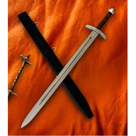 EL YAPIMI YERLİ ÖZEL ÜRETİM DERİ KINLI ARTHUR ŞÖVALYE KILICI KOD:CKR811-02