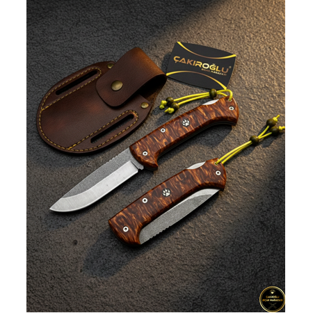 EL YAPIMI N690 BÖHLER KİLİT MEKANİZMALI ATEŞ (ALEV) KIRMIZI EPOKSİ KABZE KAMP ÇAKISI KOD:GÖKTÜRK-20