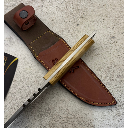 EL YAPIMI ÖZEL ÜRETİM N690 BÖHLER ÇELİK ZEYTİN AĞACI KABZELİ AVCI AV KAMP BIÇAĞI KOD:CKR585-03