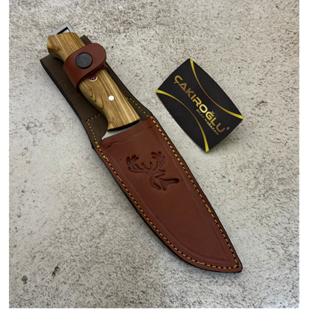 EL YAPIMI ÖZEL ÜRETİM N690 BÖHLER ÇELİK ZEYTİN AĞACI KABZELİ AVCI AV KAMP BIÇAĞI KOD:CKR585-03