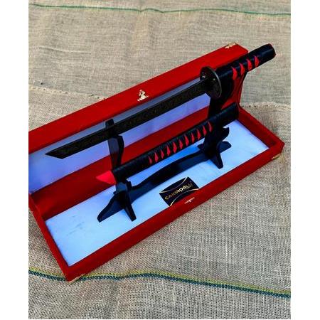 EL YAPIMI ÜST DÜZEY VİP ÖZEL ÜRETİM KUTULU DAMASCUS ÇELİK DERİ KIN’LI 45 CM KATANA KOD:CKR587-08
