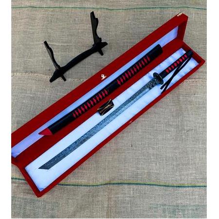 EL YAPIMI ÜST DÜZEY VİP ÖZEL ÜRETİM KUTULU DAMASCUS ÇELİK DERİ KIN’LI 90 CM KATANA KOD:CKR587-10