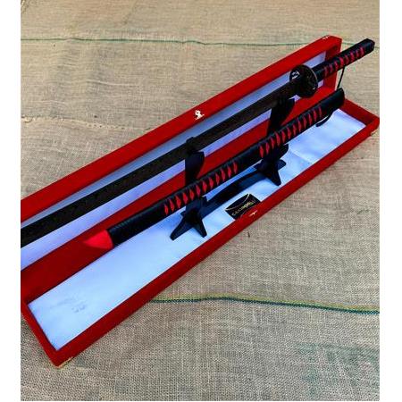 EL YAPIMI ÜST DÜZEY VİP ÖZEL ÜRETİM KUTULU DAMASCUS ÇELİK DERİ KIN’LI 90 CM KATANA KOD:CKR587-10