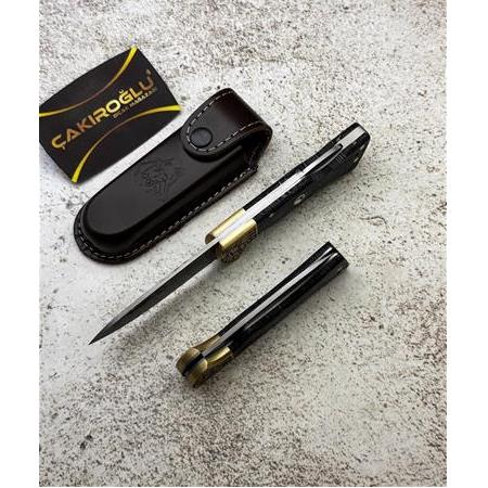 EL YAPIMI DAMASCUS ÇELİK CİGARTA KABZELİ, SIRTTAN KİLİT MEKANİZMALI AV KAMP ÇAKISI KOD:CKR714-08