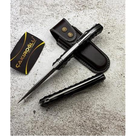 EL YAPIMI N690 BÖHLER ÇELİK GRAVÜRLÜ, COMPACT KABZELİ KLİPSLİ AV KAMP ÇAKISI KOD:CKR605-10