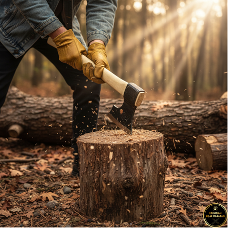 EL YAPIMI YERLİ ÜRETİM DÖVME ÇELİK AY YILDIZLI NACAK BALTA KOD:CKR764