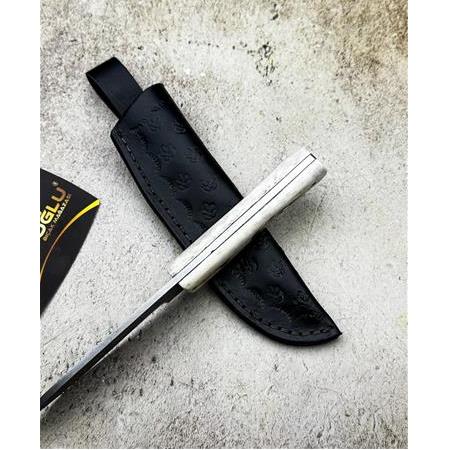EL YAPIMI ÖZEL ÜRETİM DAMASCUS ÇELİK, GEYİK BOYNUZU KABZELİ BUSHCRAFT AVCI AV KAMP BIÇAĞI KOD:CKR304