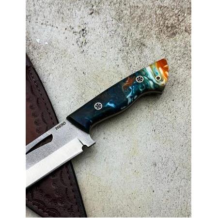 EL YAPIMI ÖZEL ÜRETİM VE ÖZEL SERİ EPOKSİ KABZE N690 BÖHLER ÇELİK TANTO AV KAMP BIÇAĞI KOD:CKR613-04