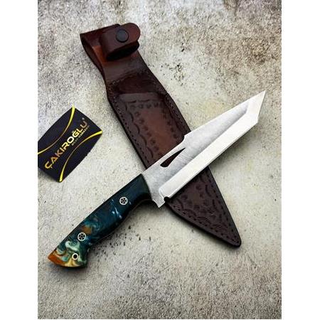 EL YAPIMI ÖZEL ÜRETİM VE ÖZEL SERİ EPOKSİ KABZE N690 BÖHLER ÇELİK TANTO AV KAMP BIÇAĞI KOD:CKR613-04