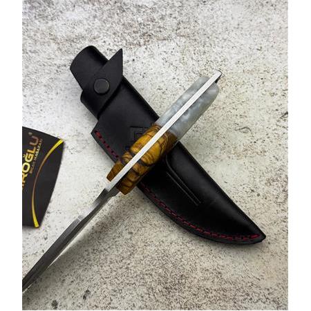 EL YAPIMI YERLİ ÖZEL ÜRETİM N690 BÖHLER ÇELİK EPOKSİ HİBRİT KABZELİ AV KAMP BIÇAĞI KOD:CKR806-02