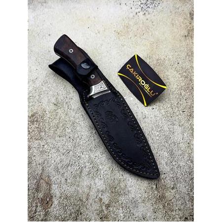 EL YAPIMI YERLİ ÖZEL ÜRETİM N690 BÖHLER ÇELİK GRAVÜR İŞLEME BALÇAKLI AVCI AV KAMP BIÇAĞI KOD:CKR693
