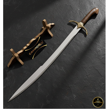 EL YAPIMI YERLİ ÜRETİM AHŞAP STANDLI VE KUTULU HEDİYELİK FATİH (FSM) KILICI KOD:CKR760-04