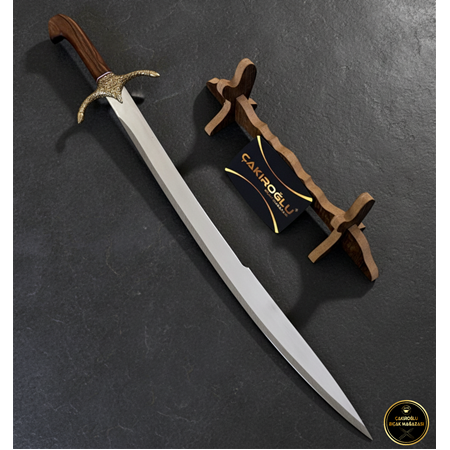 EL YAPIMI YERLİ ÜRETİM AHŞAP STANDLI VE KUTULU HEDİYELİK FATİH (FSM) KILICI KOD:CKR760-04