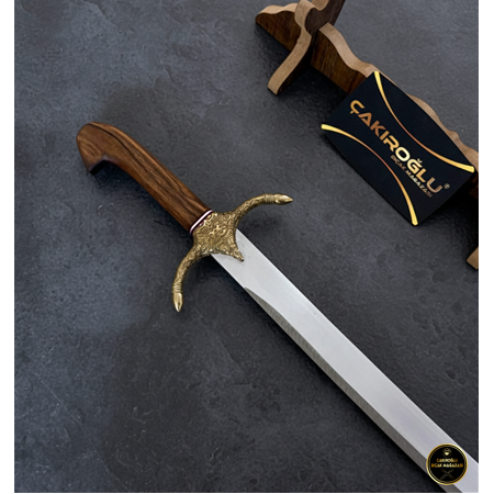 EL YAPIMI YERLİ ÜRETİM AHŞAP STANDLI VE KUTULU HEDİYELİK FATİH (FSM) KILICI KOD:CKR760-04