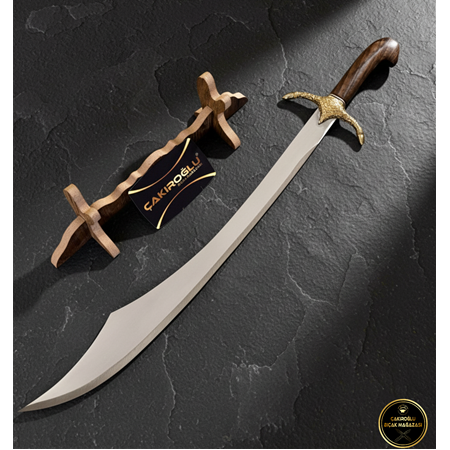 EL YAPIMI YERLİ ÜRETİM AHŞAP STANDLI VE KUTULU HEDİYELİK SİMBAT KILICI KOD:CKR760-03