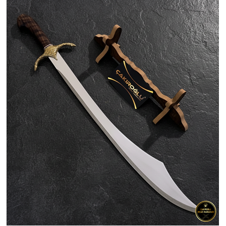 EL YAPIMI YERLİ ÜRETİM AHŞAP STANDLI VE KUTULU HEDİYELİK SİMBAT KILICI KOD:CKR760-03