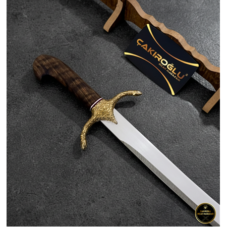 EL YAPIMI YERLİ ÜRETİM AHŞAP STANDLI VE KUTULU HEDİYELİK SİMBAT KILICI KOD:CKR760-03