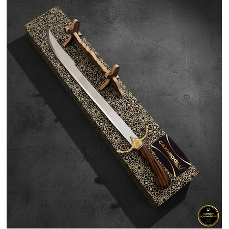 EL YAPIMI YERLİ ÜRETİM AHŞAP STANDLI VE KUTULU HEDİYELİK SÜLEYMAN ŞAH KILICI KOD:CKR760