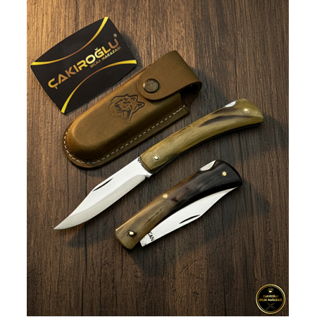 El Yapımı Yerli Üretim, Yöresel Model Boynuz (Kemik) Kabzeli Orta Boy Av Kamp Çakısı Ckr016-03