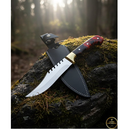 El Yapımı Yerli Üretim Epoksi Kehribar Kabzeli Pirinç Balçaklı Kasatura Av Kamp Bıçağı Ckr651/02