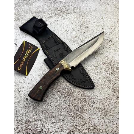 EL YAPIMI YERLİ ÜRETİM N690 BÖHLER ÇELİK GRAVÜR İŞLEME BALÇAKLI AVCI AV KAMP BIÇAĞI KOD:CKR693-02