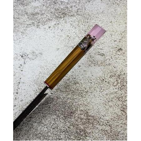 EL YAPIMI DAMASCUS ÇELİK ZEYTİN AĞACI VE EPOKSİ KABZELİ SANTOKU ŞEF AŞÇI BIÇAĞI KOD:CKR717-02