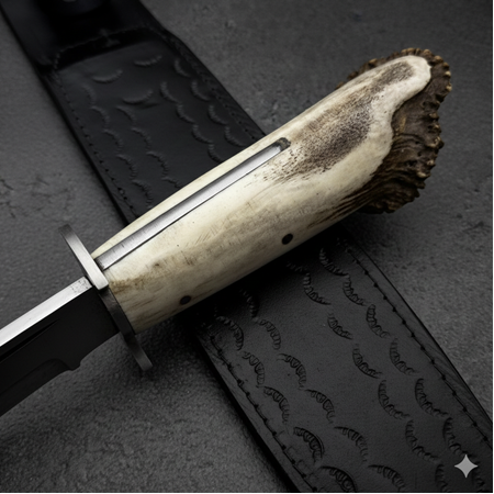 EL YAPIMI YERLİ ÖZEL ÜRETİM ORİJİNAL DÖVME ÇELİK KÖK GEYİK BOYNUZU KABZELİ SALLAMA PALA KOD:CKR824